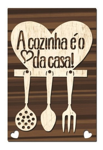 Quadro Placa Decorativa 3d - A Cozinha É O Coração Da Casa