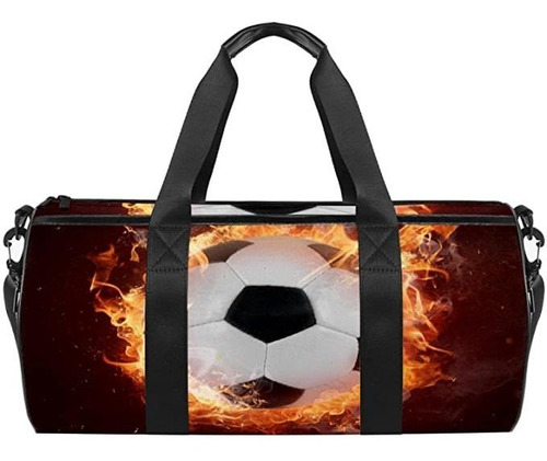 Soccer Football Fire Duffel Bag For Women Men Sports Gym To.