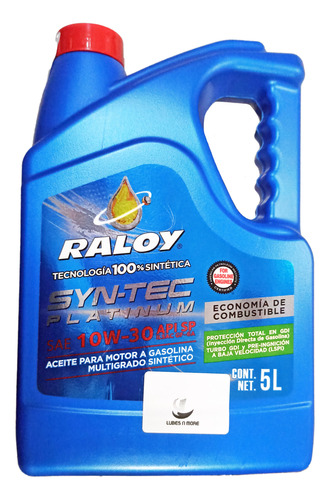 Aceite Motor Sintético Raloy Syntec Platinum 10w30 Sp Gf6 5l