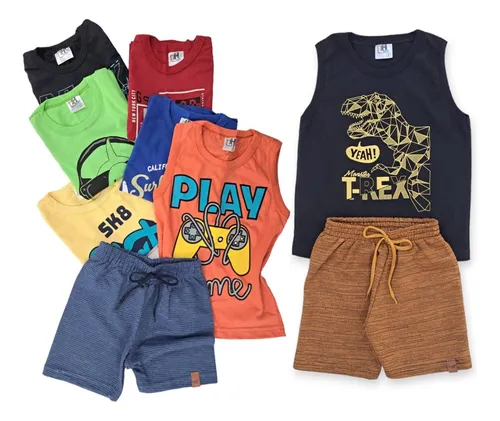 comprar Kit 5 Conjunto Regata Premium Sortido Infantil Menino Verão
