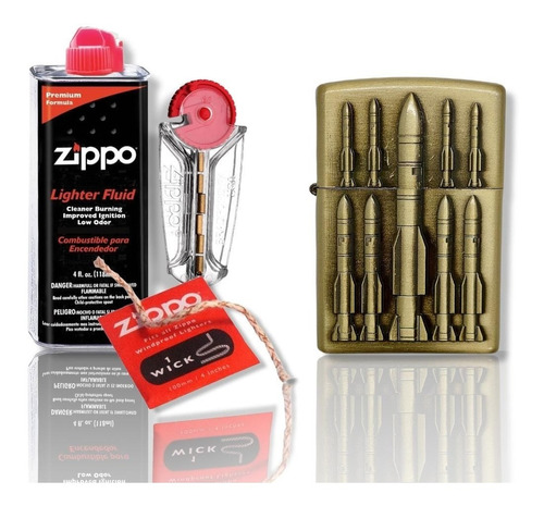 Kit / Zippo + 1 Encendedor Tipo Zippo / C. Diseño Balas