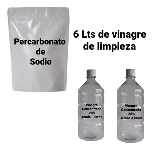 Percarbonato X 1kg + Vinagre Limpieza Conc. 28% Rinde 6 Lts
