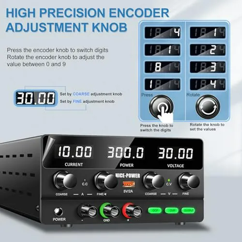 Fuente De Alimentación Variable 30v 10a, 300w Con Display Le