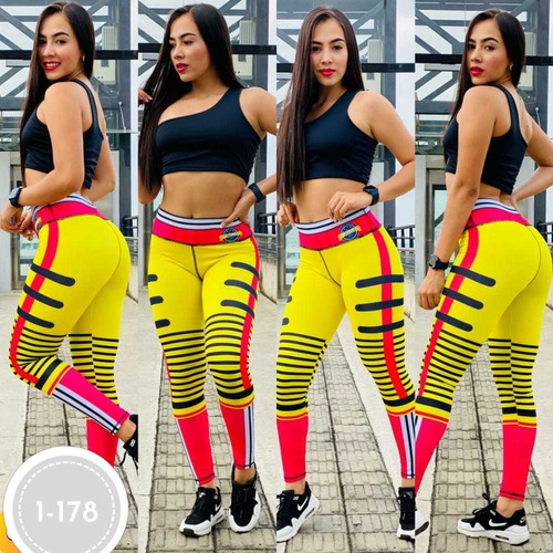 Leggings De Mujer Moda Deportiva Color Amarillo Ideal En Gym