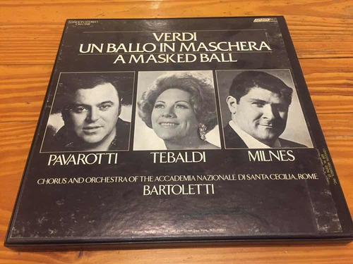 Verdi A Masked Ball Pavarotti Tebaldi Box London Lp Vinilo (Usado)