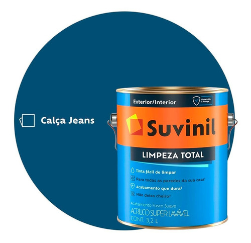 Tinta Super Lavável Suvinil Limpeza Total 3,2l Calça Jeans