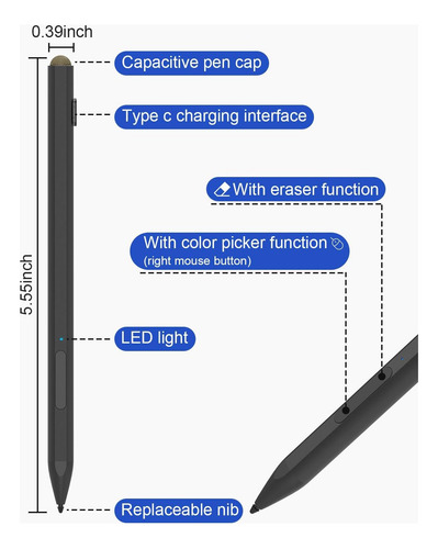 Surface Pro Pen Stylus Para Microsoft: Pluma Superficial Con