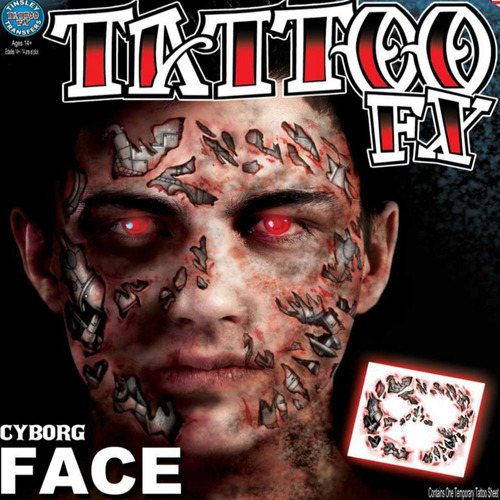 Tinsley Transfers Cyborg Cara Tatuaje Temporal Fx Cara Kit