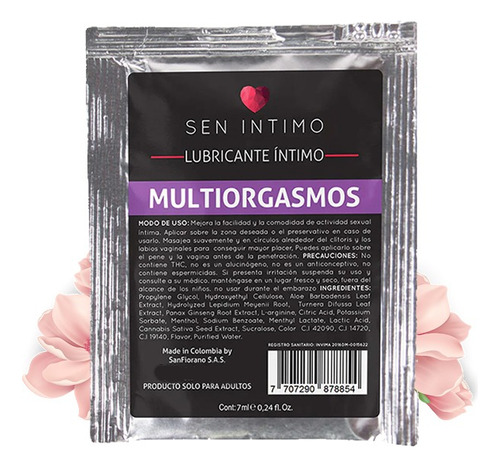 Lubricante Intimo Sen Vaginal Multiorgasmos Sachet Invima