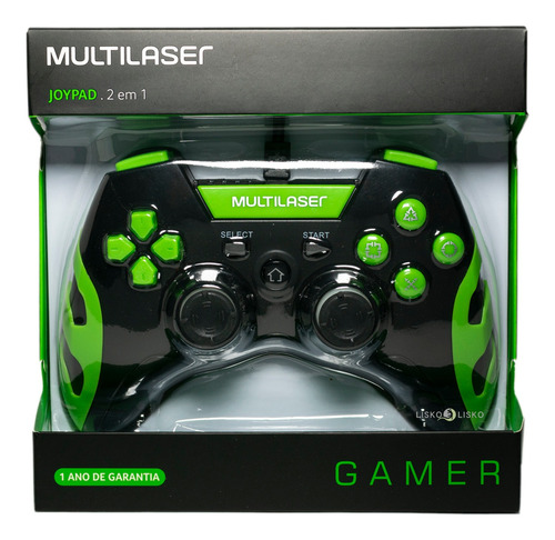 Controle Gamer Joystick C/ Led Multilaser Com Fio Ps3 Pc Usb