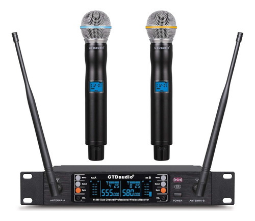 Gtd Audio - Micrófono Inalámbrico Uhf De 2 X 100