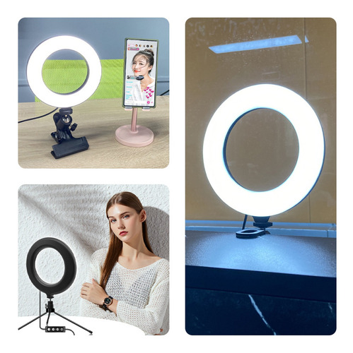 Imagem 2 de 12 de 6in Mini Vídeo Led Luz Conferência Iluminação Kit Clip Estil