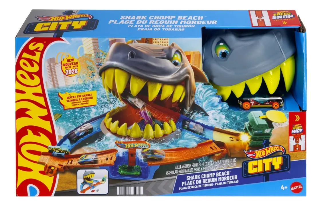 Hot Wheels Pista City Shark Chompbeach Praia Tubarão Multicolor