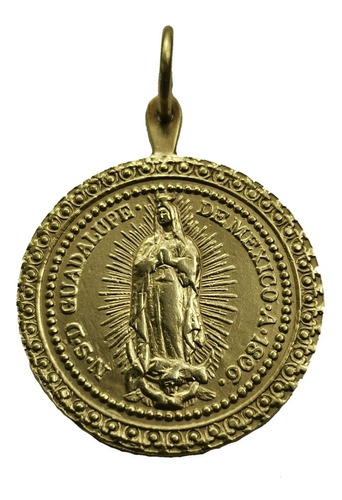 Medalla Oro 14k Virgen De Guadalupe Troquel Antiguo #1238