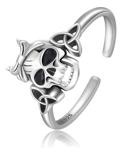 Lingbg Jewelry Anillos Calavera Para Mujer Plata 925 Anillo