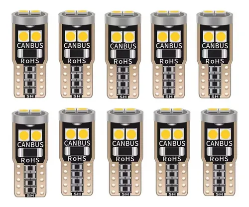 Lot De 2 Ampoules LED T10 Canbus - 6 SMD 3030, Blanc 6000K - Pour Plaque D'immatriculation, Intérieur Voiture, Moto