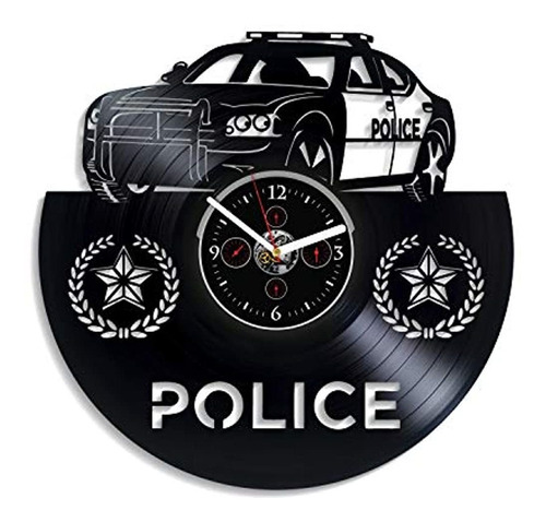 Reloj De Pared Del Coche De Policia Disco De Vinilo Vintage