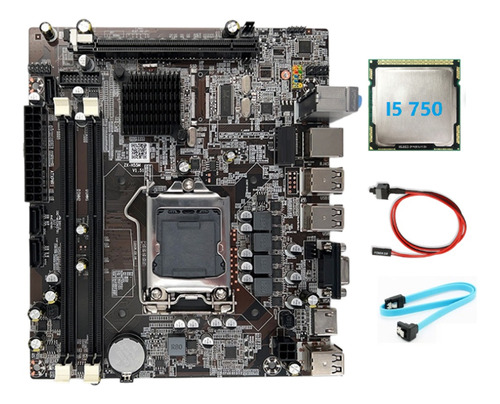 Placa Base H55+cpu I5 750+cable De Interruptor+cable Sata