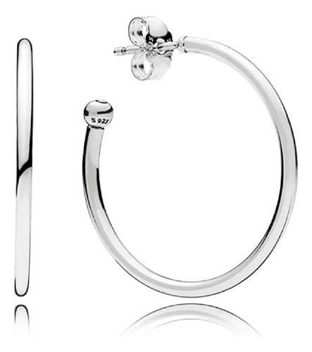 Aros Semi Argolla Lisa Punta Bola En Plata 925 Silver Heart