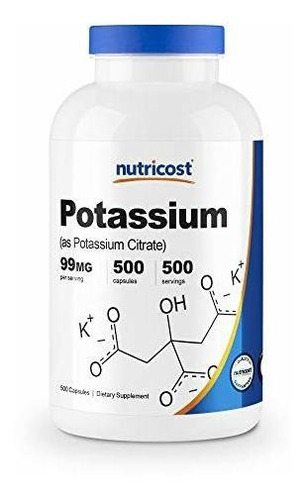 Nutricost Citrato De Potasio 99mg, 500 Cápsulas