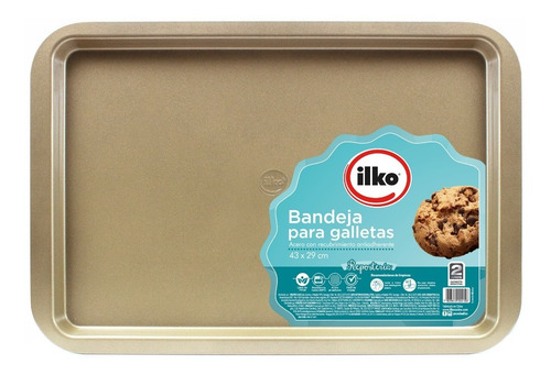 Imagen 1 de 10 de Bandeja Galletitas 43cm X 29 Cm Antiad Dorado Ilko