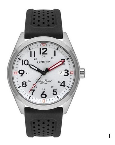 Reloj deportivo Orient Mbsp1028 S2px para hombre, color de la correa: negro, color del bisel: plateado, color de fondo: blanco