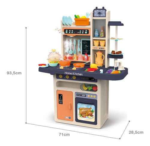 Máquina de huevos completa con luz de vapor para cocina infantil, 94 cm, color azul