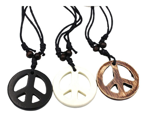 3 Unids Amor Signo De Paz Hippie Colgante Collar Cadena...