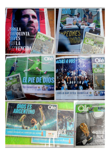 Diario Ole X 5 C/ 5 Posters Gigantes Argentina Campeón Qatar