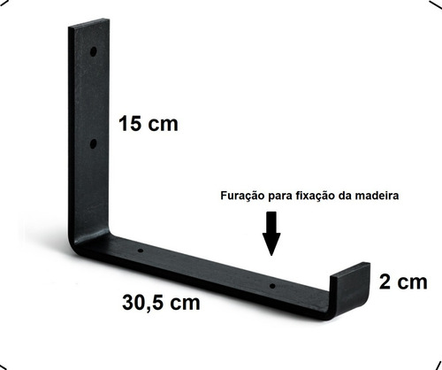 Mão Francesa Invertida 30cm Reforçada Industrial Suporte 4pç