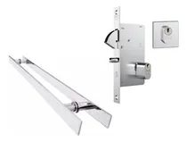 Comprar Puxador Porta De Correr 40cm Polido + Fechadura Porta Correr