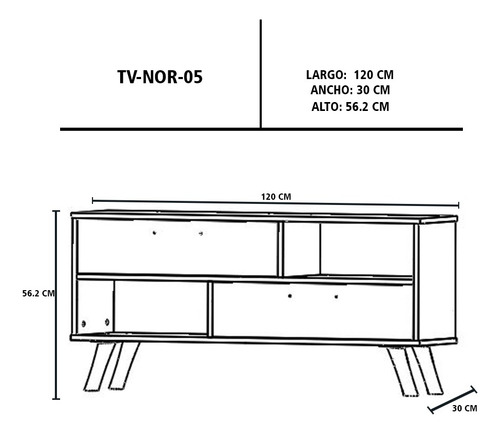Mueble Mesa Para Tv Estilo Nordiko Vintage Minimalista Color Lombardía