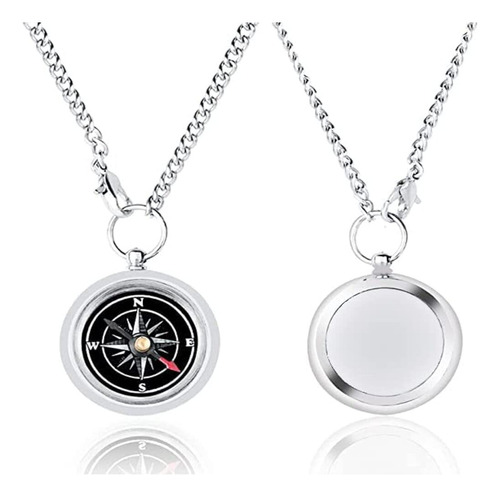 Locket Compass, Fully Working Compass, Silver Finish, Gift F