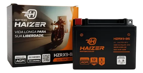 Haizer Bateria Kawasaki Ninja 300 9ah 12v Hzrx9-bs | Frete grátis