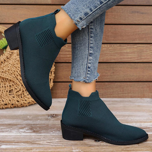 Botas Tipo Calcetín Cómodas De Talla Grande Para Mujer, Tacó