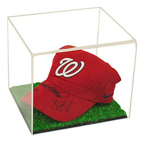 Vitrina Gorra De Béisbol Acrílico Con Base De Césped (a006-t