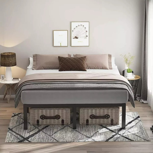 Lazydot Marco De Cama De Metal Con Espacio De Almacenamiento Debajo De La Cama, Plataforma Sencilla Y Atmosférica, Resistente Y Duradero, Tamaño Individual, Adecuado Para Recámara 152*203*36 Cm