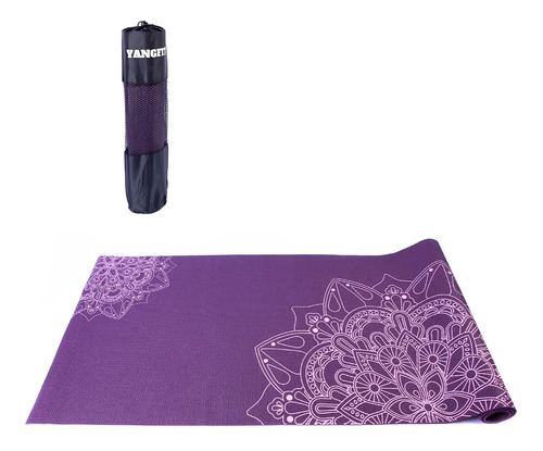 Tapete Yoga Mat Pilates Pvc Ecológico 5mm Mandala Yangfit Violeta