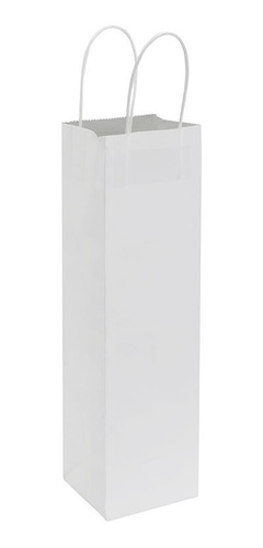 Bolsa De Papel Kraft Para Vino 10x35x10cm Color Blanca 12u