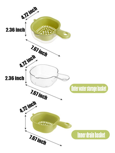 Cesta De Drenaje De Doble Capa For Cocina Con Asa, Colador
