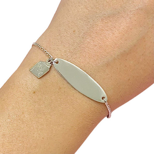 Pulsera Groumet Con Chapita Y Libro Plata 925 Unisex  Ps 2 