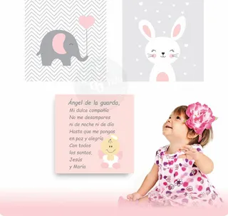 Cuadros Decorativos Bebes Angel De La Guarda + 100 Estrellas