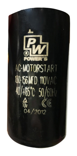 Imagen 1 de 4 de Condensador Capacitor P/ Motor, De Arranque 130-156uf 110vac