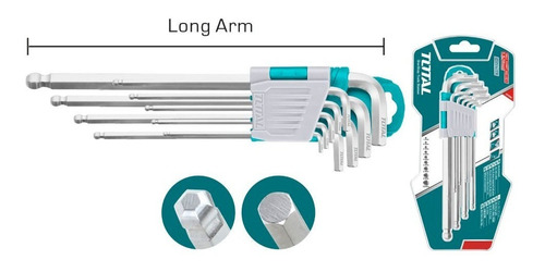 Llaves Allen Hexagonal Con Bola 9 Piezas Total Tht106292