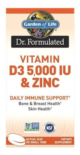 Garden Of Life | Vitamin D3 | Zinc | 5000iu | 30 Tablets 