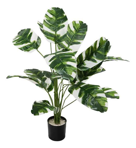 Planta Artificial Decorativa De Banano Variegado 80cm