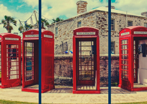 Cuadro Decorativo Telefonos Londres Rojos En 3 Piezas 