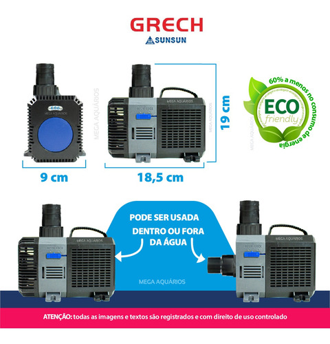 Bomba Submersa Sunsun Ctp 5000 Eco 5200 L/h Aquario Lago