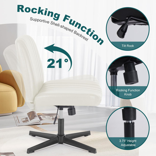 Silla De Escritorio Ajustable Giratoria Acolchada Color Crem