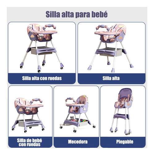 Silla Periquera Portatil De Comer Para Bebe Plegable Asiento